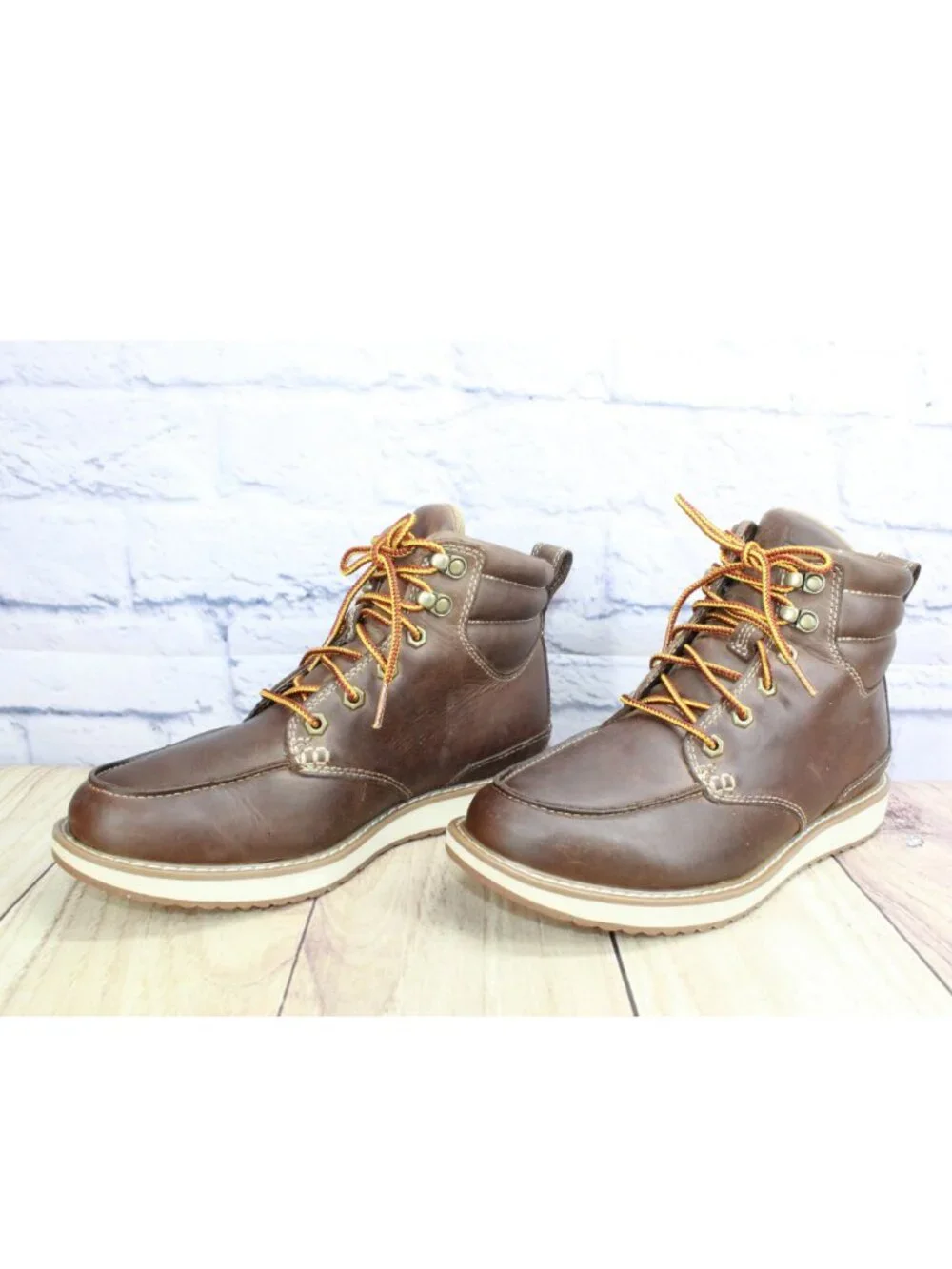 LL Bean Brown Leather Stonington Moc Toe Boots Women's 8 Men's 6.5